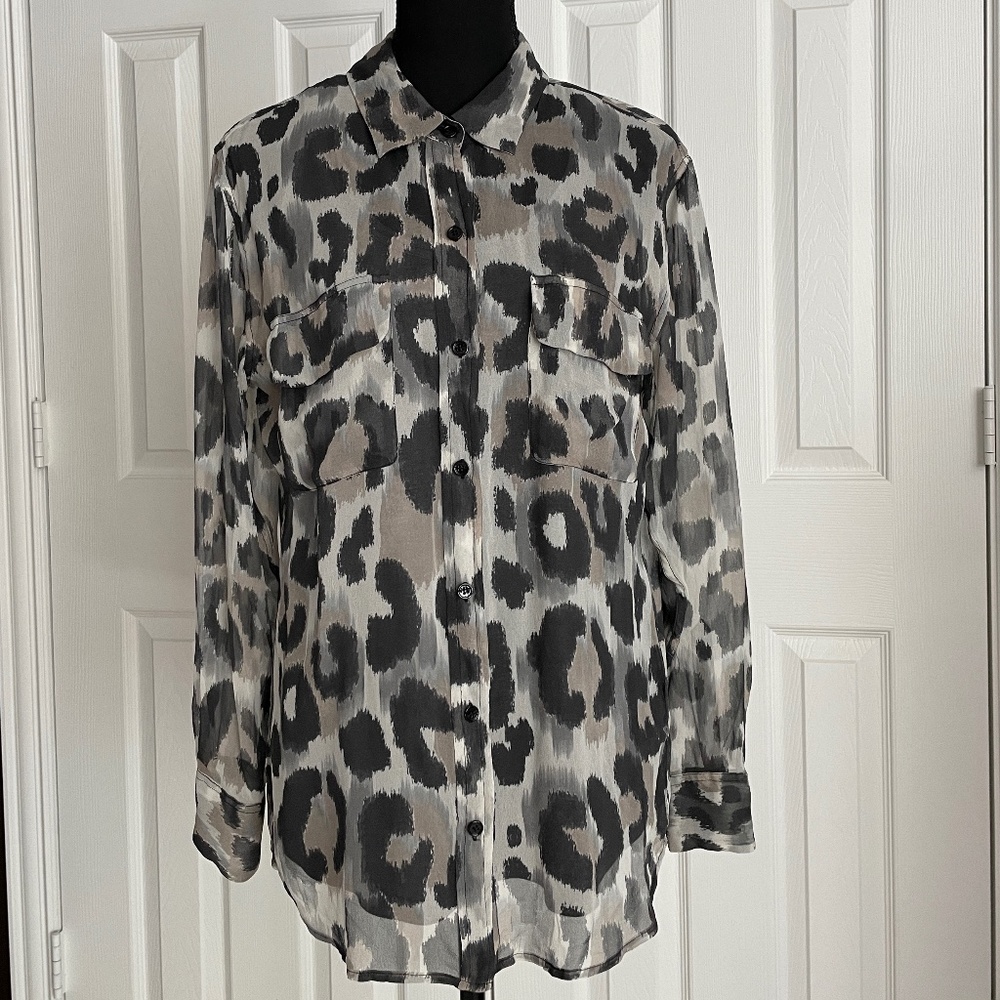 Sheer Animal Print Blouse with Tank Top Set of 2